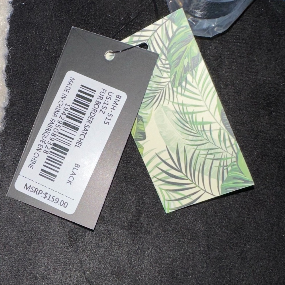 Badgley Mischka Black Vegan Suede Trimmed w/
Sherpa  working lock & key NWT - Picture 3 of 3